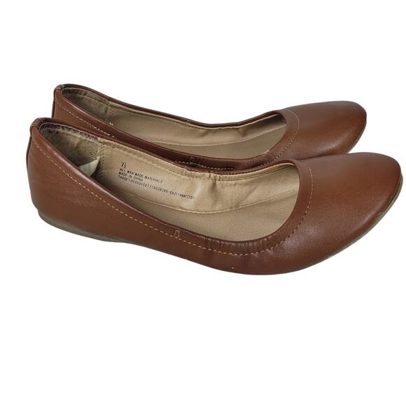 🩰 Mossimo Supply Co Brown Faux Leather Ballet Flats Women’s Size 7.5 Normcore - Picture 4 of 9